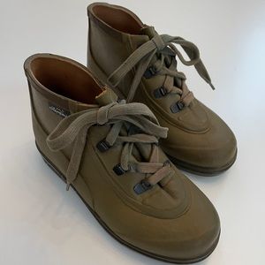 Green Le Chameau Rubber Rain Shoe Leather Interior Khaki Green